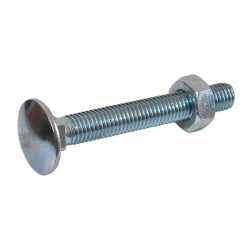 M8 x 25 Mild Steel Carriage / Coach / Cup Square Bolts, c/w Hexagon Nut Zinc Plated, DIN 603/934