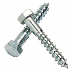 M6 x 30 Mild Steel Hexagon Head Coach Screw Bright Zinc Plated, DIN 571