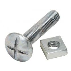 M8 x 25 Roofing Bolt & Nut Mild Steel Zinc Plated