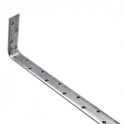 Heavy 1200mm overall length, bent at 100mm Galvanised Builders Restraint Strap, 28mm Wide x 4mm Thick, 6mm Holes