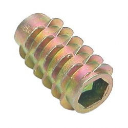 M8 x 13mm Type E Timber Insert Nut (8mm Key) Steel Zinc & Yellow Plated