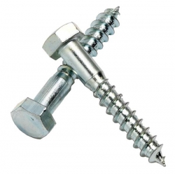 M10 x 30 Mild Steel Hexagon Head Coach Screw Bright Zinc Plated, DIN 571