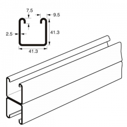 Back to Back Channel Heavy Gauge x 3 Metre, 82mm x 41mm x 2.5mm, Mild steel pre-galvanised. Unistrut compatible P1001X3 SC401/3M