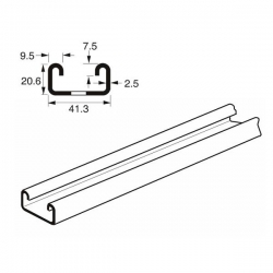 Shallow Plain Channel Heavy Gauge x 3 Metre, 41mm x 21mm x 2.5mm. Mild steel pre-galvanised. Unistrut compatible. P3300X3 SC200/3M