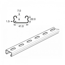 Shallow Slotted Channel Light Gauge x 3 Metre, 41mm x 21mm x 1.5mm, Mild steel pre-galvanised. Unistrut compatible P4000T10X3 SC213/3M