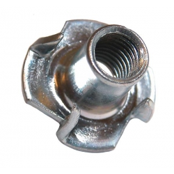 M10x13mm 4 Pronged Mild Steel Tee Nut, Bright Zinc Plated