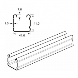 Deep Plain Channel Light Gauge x 3 Metre, 41mm x 41mm x 1.5, Mild steel pre-galvanised. Unistrut compatible P1000X3 SC410/3M