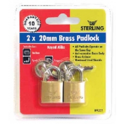 20mm Single Locking Brass Padlock (Pack of 2 with 4 keys)