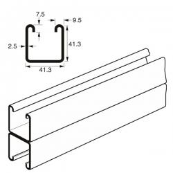 Back to Back Channel Heavy Gauge x 6 Metre, 82mm x 41mm x 2.5mm, Mild steel pre-galvanised. Unistrut compatible P1001X6 SC401/6M