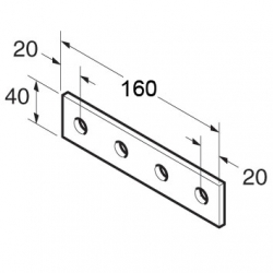 SB509 P1067 Splice Plate 4 Hole, Unistrut compatible, galvanised