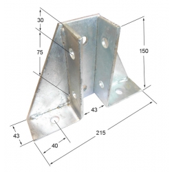 SB702  Single Channel Gussetted Bracket, Unistrut compatible, galvanised