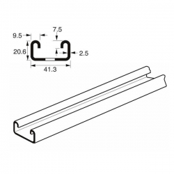 Shallow Plain Channel Heavy Gauge x 6 Metre, 41mm x 21mm x 2.5mm. Galvanised. Unistrut compatible P3300X6HG