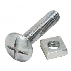 M6 x 160 Roofing Bolt & Nut Mild Steel Zinc Plated