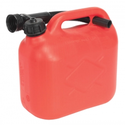 Red 5 Litre Plastic Fuel Can with Pouring Spout