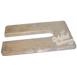 No5 150mm x 100mm x 10mm with a 25mm slot (Suits bolts up to M24) Steel Metal Horseshoe Trouser Shim galvanised