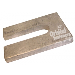 No3 75mm x 100mm x 10mm with a 22mm slot (Suits bolts up to M20) Steel Metal Horseshoe Trouser Shim galvanised