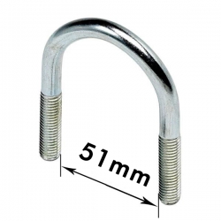 U - Bolts 1 1/2" Nominal Bore, 51mm Width Between Legs, Mild Steel Bright Zinc Plated (M10) Nuts not supplied