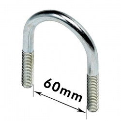 U - Bolts 2" Nominal Bore, 60mm Width Between Legs, Mild Steel Bright Zinc Plated (M10) Nuts not supplied