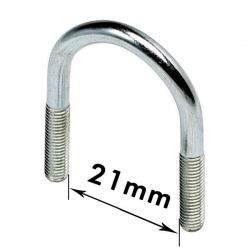 U - Bolts 1/2" Nominal Bore, 21mm Width Between Legs, Mild Steel Bright Zinc Plated (M6) Nuts not supplied