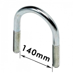 U - Bolts 5" Nominal Bore, 140mm Width Between Legs, Mild Steel Bright Zinc Plated (M12) Nuts not supplied