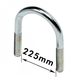 U - Bolts 8" Nominal Bore, 225mm Width Between Legs, Mild Steel Bright Zinc Plated (M16) Nuts not supplied