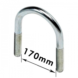 U - Bolts 6" Nominal Bore, 170mm Width Between Legs, Mild Steel Bright Zinc Plated (M12) Nuts not supplied