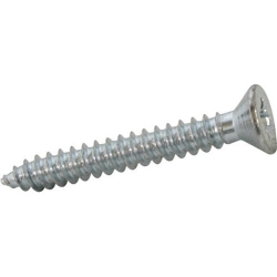 4 x 1/2" (2.9x12mm) Self Tapping Screw, Countersunk Pozi No.1 AB, Steel Bright Zinc Plated