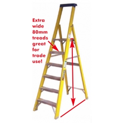 6 Tread x 1.63M Fibreglass Platform Step Ladder, EN131 Trade duty 30,000Volt / 150kg rating, TITAN F668 06