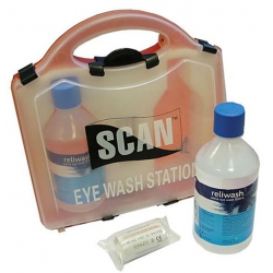 Scan Eye Wash Station Kit 2 x 500ml Saline & Eye Pads SCAFAKEYE