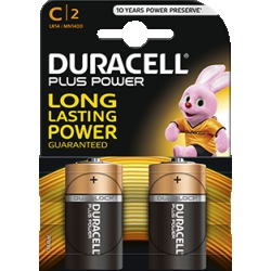 C Duracell Plus Alkaline Batteries (Pack of 2) LR14 / MN1400