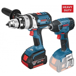 Bosch GSB18VE2 Brushless Combi Drill & GDR18VN Impact Driver with 2 x 4.0Ah Batteries in an L-Boxx