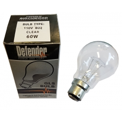 60W Bayonet B22 Clear GLS Bulb 110v