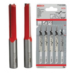 2 x Freud 12.7x50x1/2 Router Bits Plus pack of 5 Bosch T101BR Jigsaw Blades (Kitchen Fitters Set)