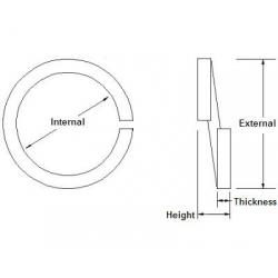 M33 Square Section Spring Washer, Steel Bright Zinc Plated, DIN 7980