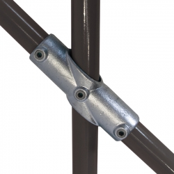 Adjustable 2 Socket Cross C28 Size 8 (G40) Handrail Fitting, Galvanised 130-D48 (Kee Klamp Compatible 30-8)