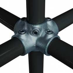 4 Way Cross + Central Tube C24 Size 5 (G20) Handrail Fitting, Galvanised 158-A27 (Kee Klamp Compatible 40-5)