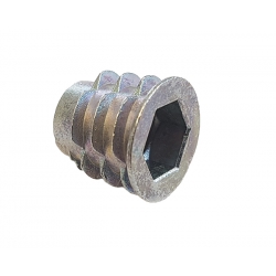 M5 x 13mm Type D Flanged Timber Insert Nut (5mm Key), Steel Zinc & Yellow Plated