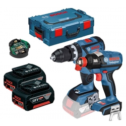 Bosch GSB18V-60C Brushless Combi & GDX18V Impact Twin Set Including 2 x 5.0Ah Batteries in L-BOXX