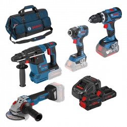 Bosch 18V 4 Piece Kit GSB18 / GBH / GDR / GWS with 1 x 8.0ah & 2 x 4.0ah batteries