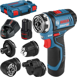 Bosch GSR12V-15 Flexiclic Cordless Drill / Driver Set with 4 Heads, Charger & 2 x 2.0Ah Batteries in L-Boxx