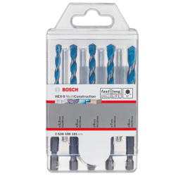 Bosch 5 Piece Multi Construction Drill Bit Set 5.5, 2 of 6, 7, 8 x 100mm 2 608 590 181