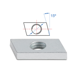 M8 x 23 x 13 x 4mm Parallelogram 15 degree Steel Nut Zinc