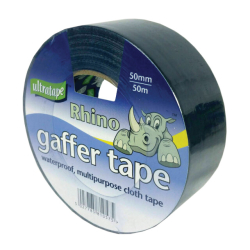 50mm (2") x 50 Metre UltraTape Rhino Multi Purpose Heavy Grade Cloth Gaffa Tape Black