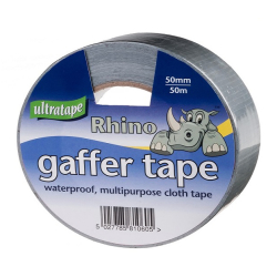 50mm (2") x 50 Metre UltraTape Rhino Multi Purpose Heavy Grade Cloth Gaffa Tape Silver