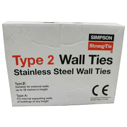 Simpson 200mm Wall Tie 50 - 75mm General Purpose Type 2 (Box of 250) Stainless Steel WTS2-200