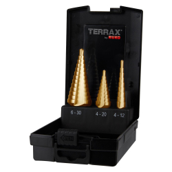 Terrax 3 Piece HSS TiN Coated Metal Cutting Step Drill Bit Set A101126TRO