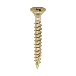 Timco 3.5 x 40mm (6x1"1/2) Countersunk Pozi, Classic Woodscrew, Steel Zinc / Yellow Plated, 35040CLAF