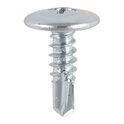 4.2 x 19 (No.8x3/4") Wafer Head No2. Phillips Steel Self Drill Screws, Bright Zinc Plated