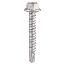 Timco 5.5 x 70mm (5/16" Hexagon Head) Self Drill Screws, Metal To Metal, Ruspert Silver Plated For Steel 1.2-5.0mm Thickness