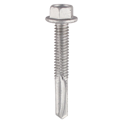 Timco 5.5 x 32 (5/16" Hexagon Head) Self Drill Screws Heavy Section Steel (12.5mm), Ruspert Silver Plated For Steel 3.0-12.5mm Thickness